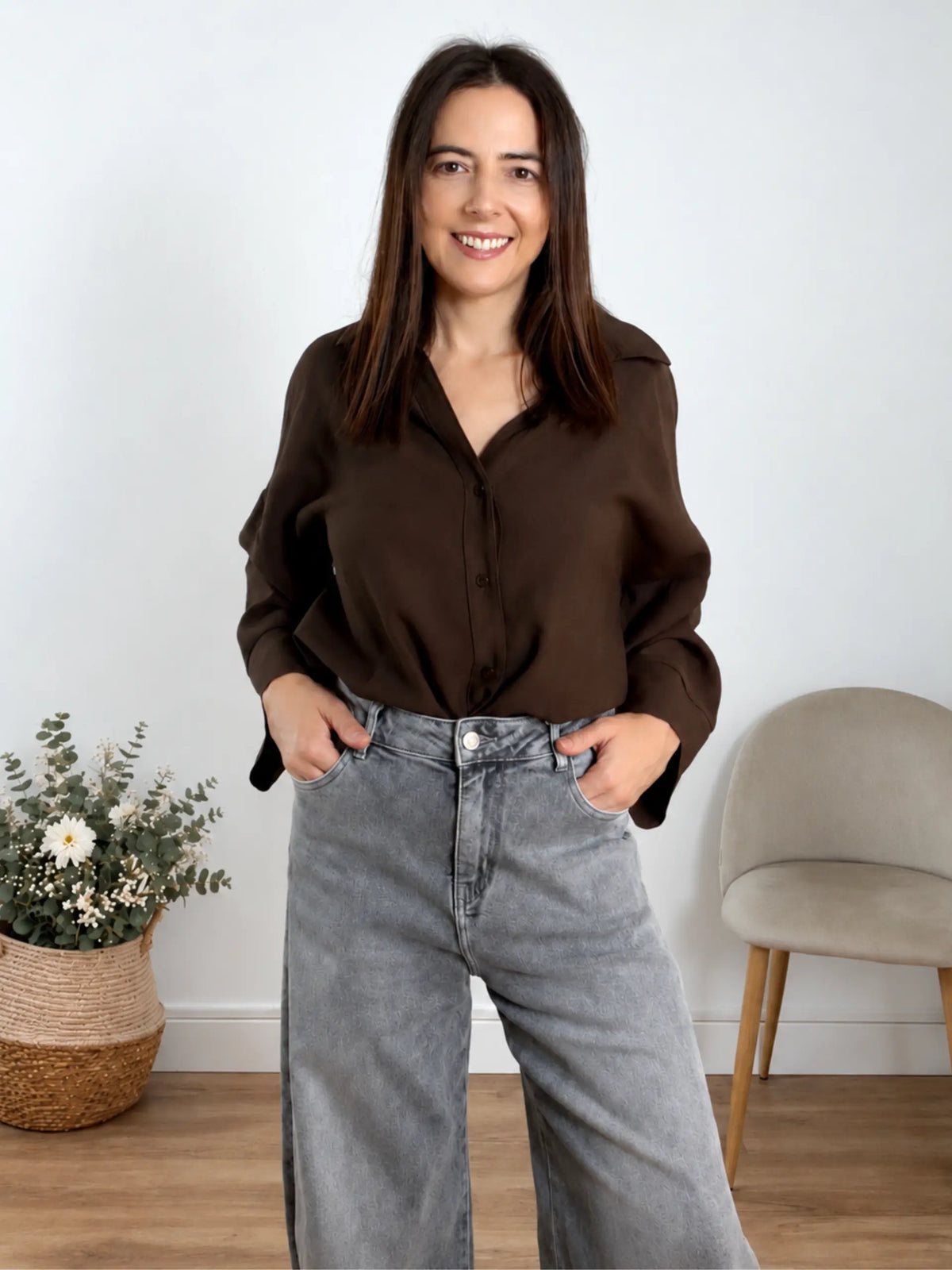 Camisa fluida marrón