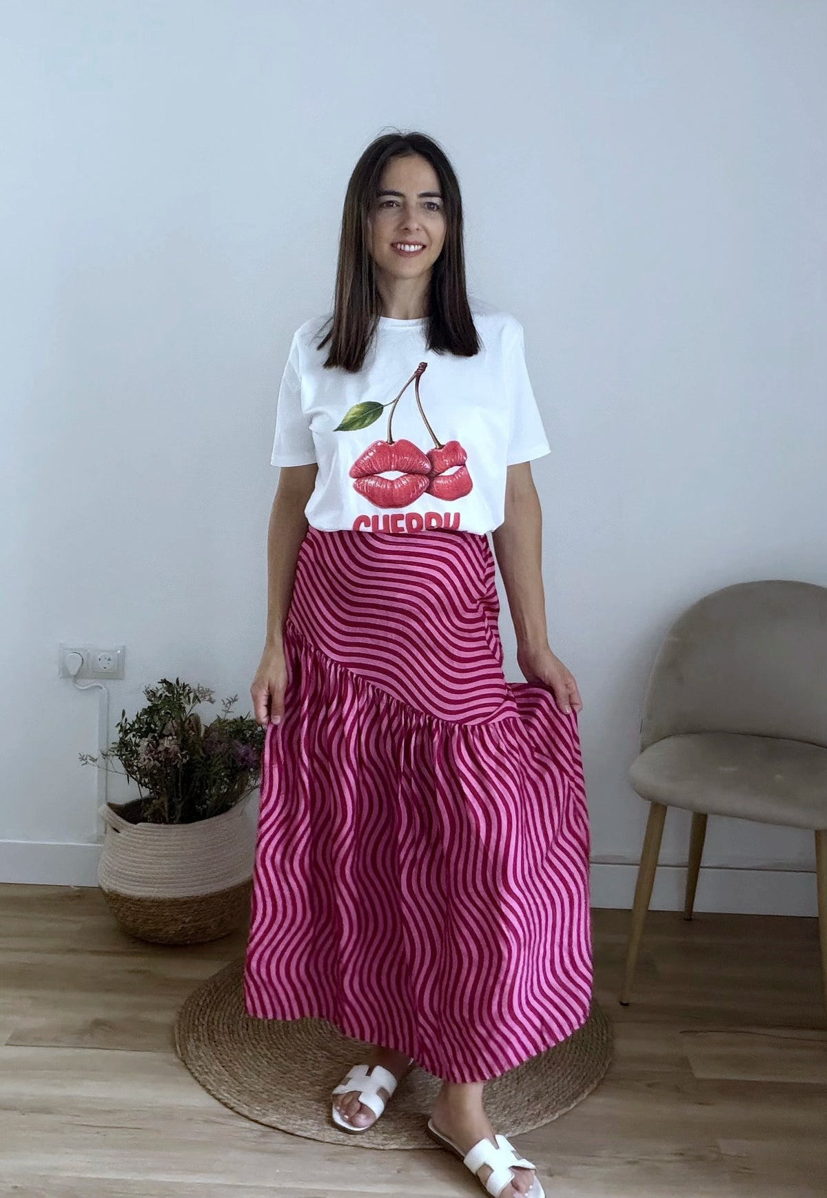 Falda rayas onduladas