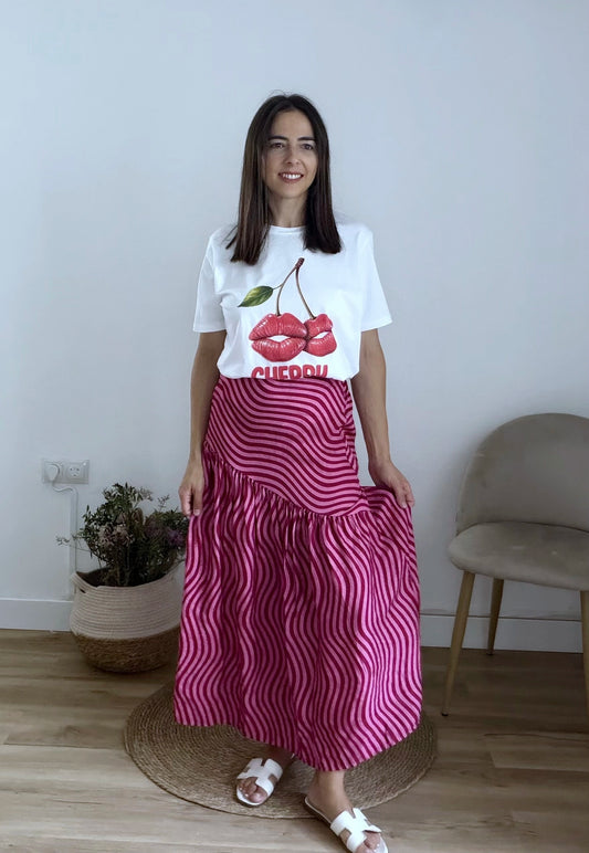Falda rayas onduladas