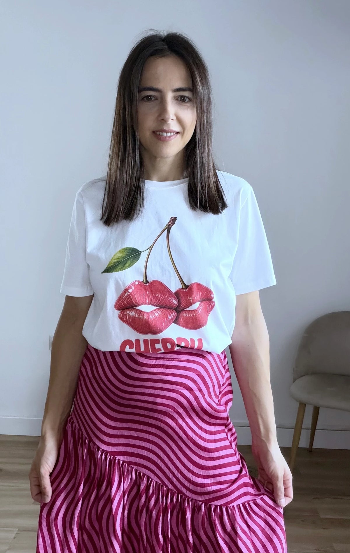 Falda rayas onduladas