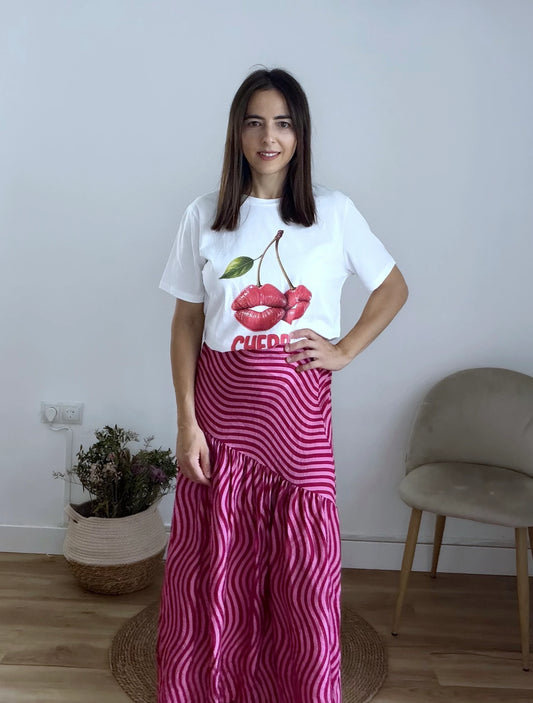 Falda rayas onduladas
