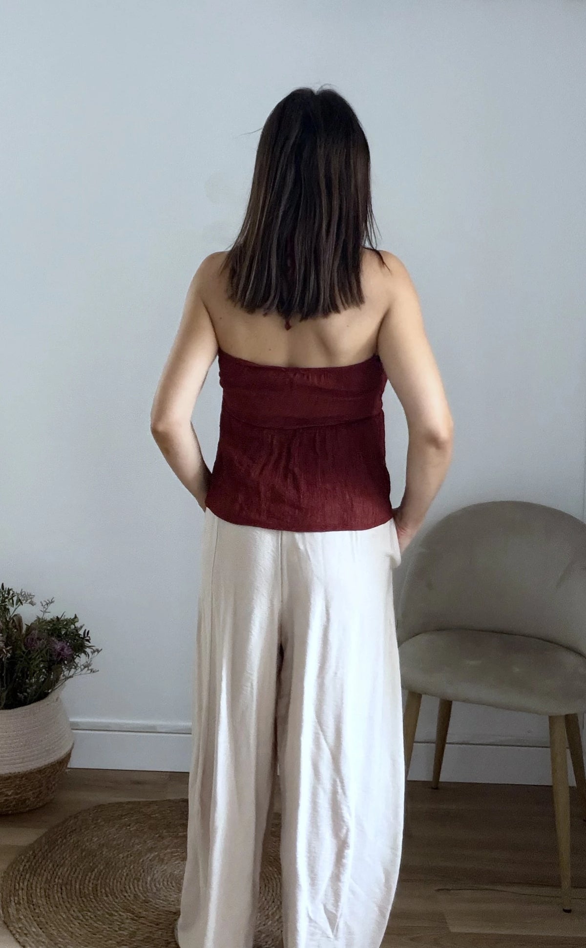Pantalón fluido balloon beige