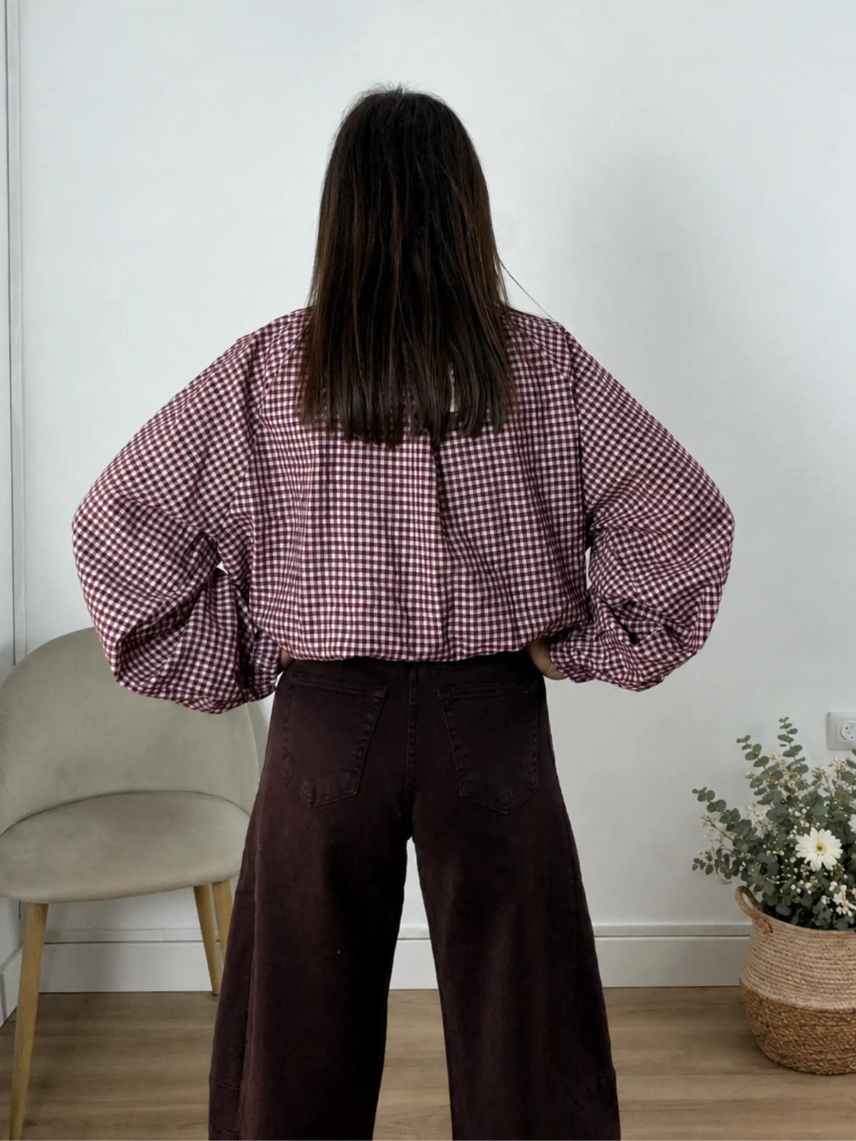 Camisa cuadros burdeos
