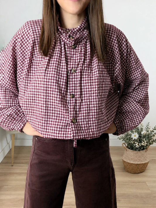 Camisa cuadros burdeos