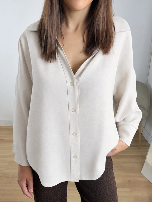 Camisa fluida beige