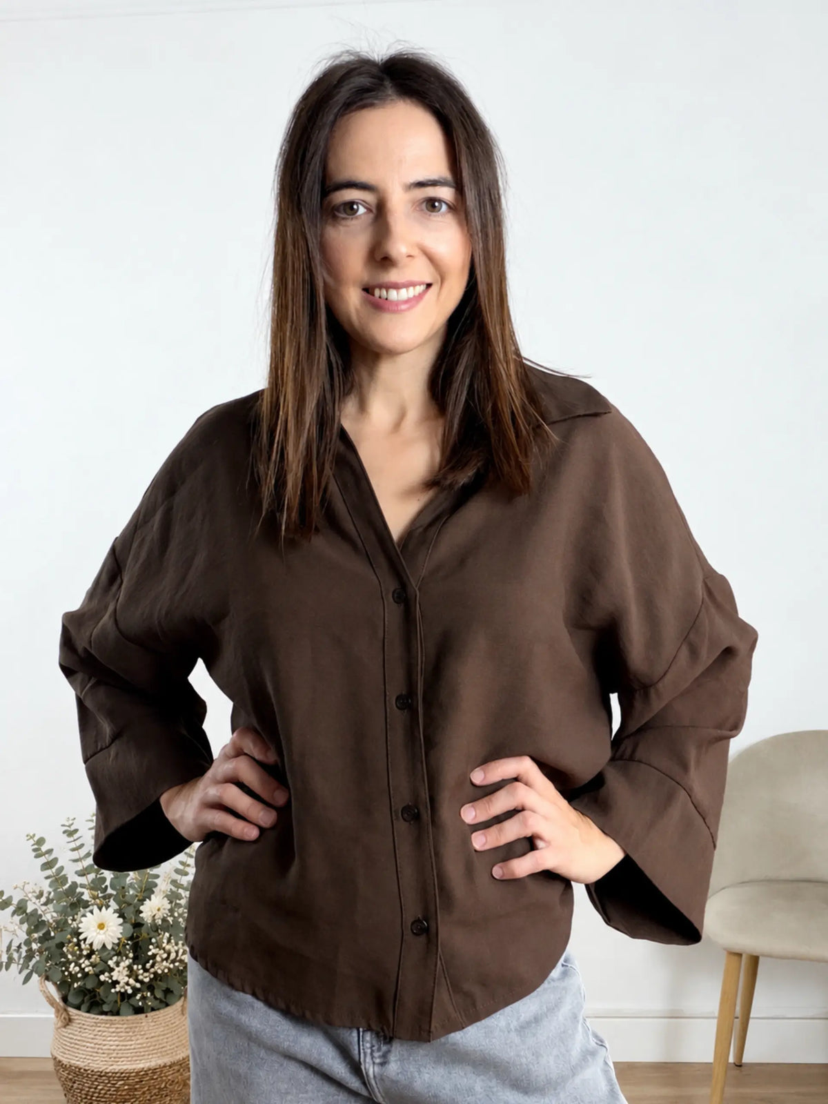 Camisa fluida marrón