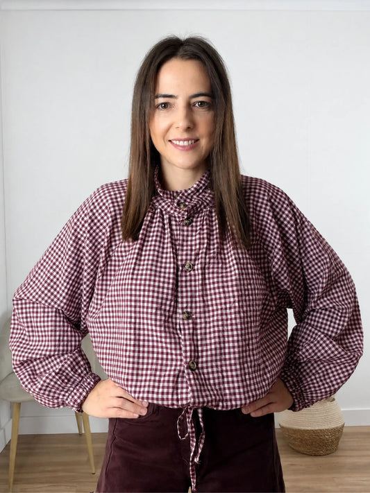 Camisa cuadros burdeos