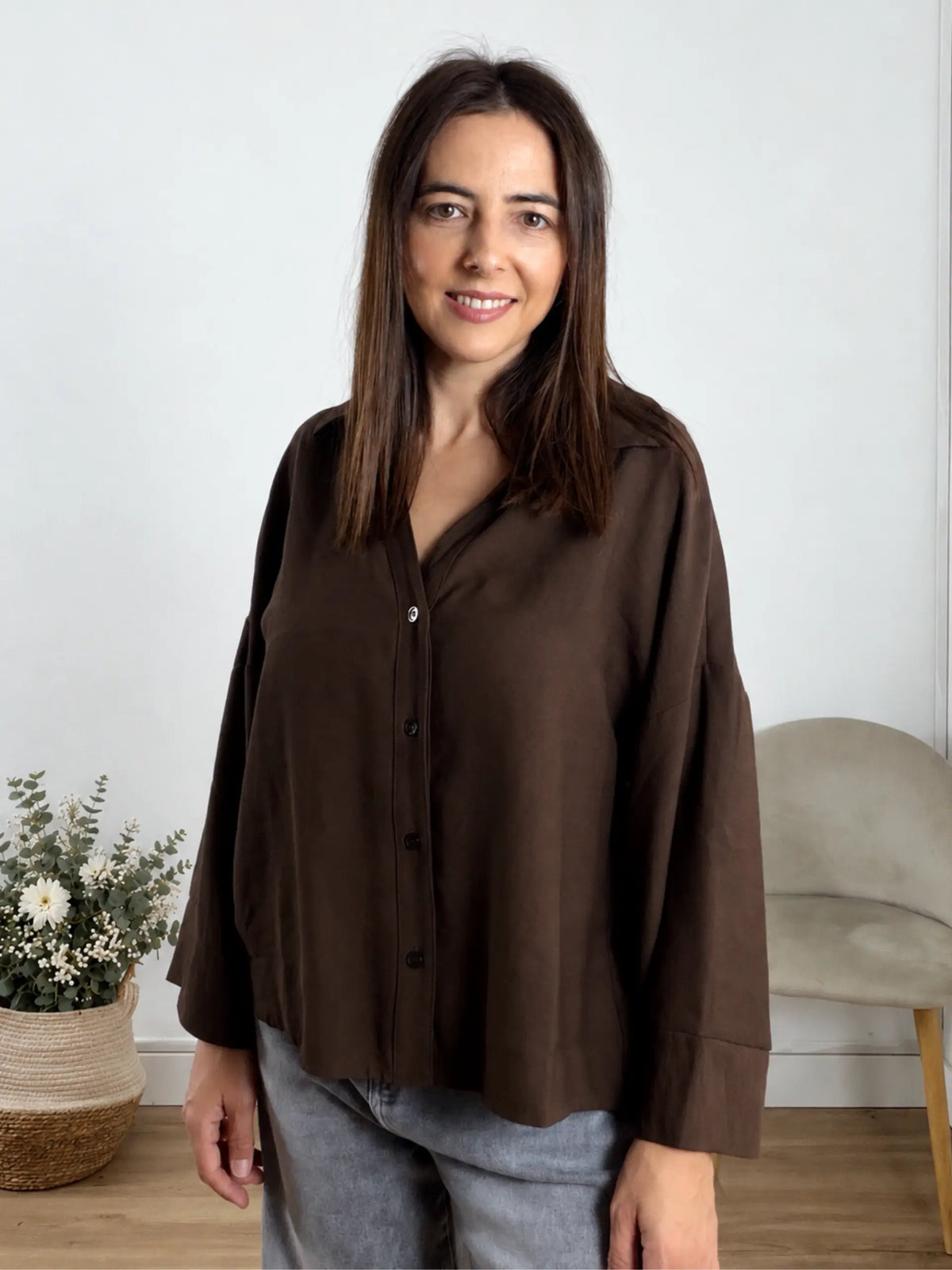 Camisa fluida marrón